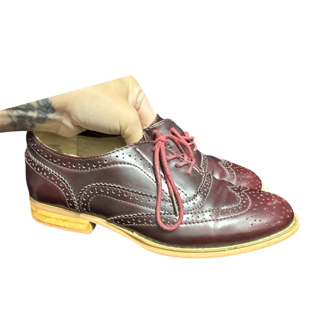 Burgundy Wingtip Brogues with Red Laces